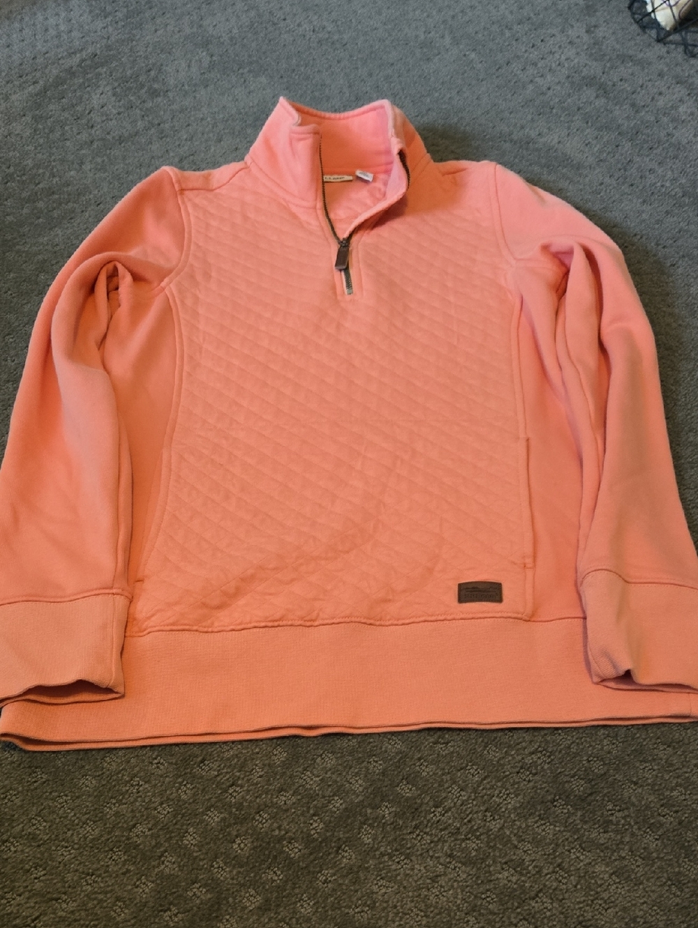 L.L. Bean Quilted XS Tall Half-Zip Pullover - Coral